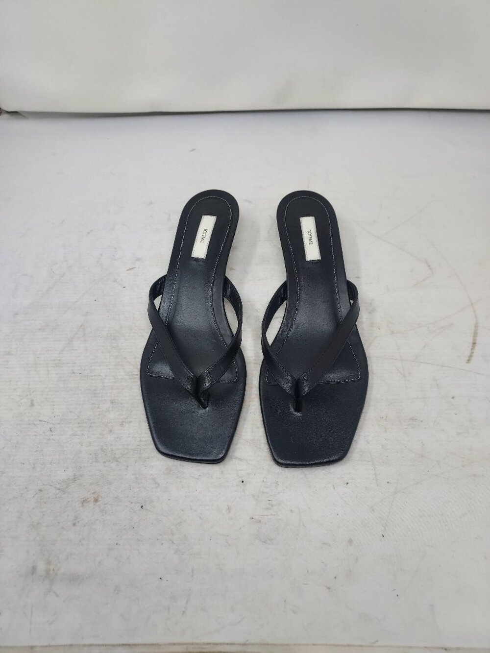 Toteme Black Leather Kitten Heel Flip Flop Sandals EU 41 - Picture 4 of 10